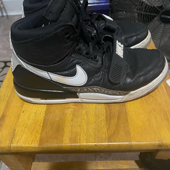 Nike Black and White Leather Jordans - Picture 2 of 8